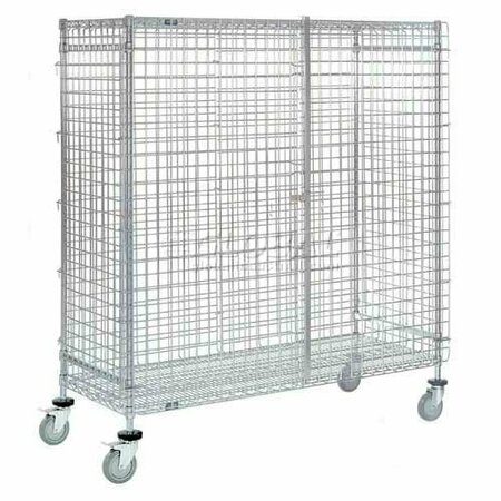 NEXEL Poly-Z-Brite Wire Security Truck w/2 Shelves, 4 Swivel & 2 Brake, 60inL x 24inW x 69inH 800399Z2